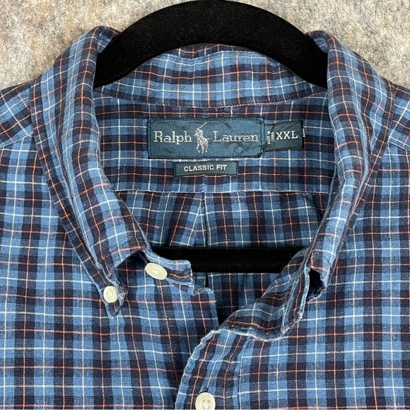 Polo Ralph Lauren Mens Linen Blend Plaid Button Down Classic Shirt Sz XXL - Picture 6 of 16